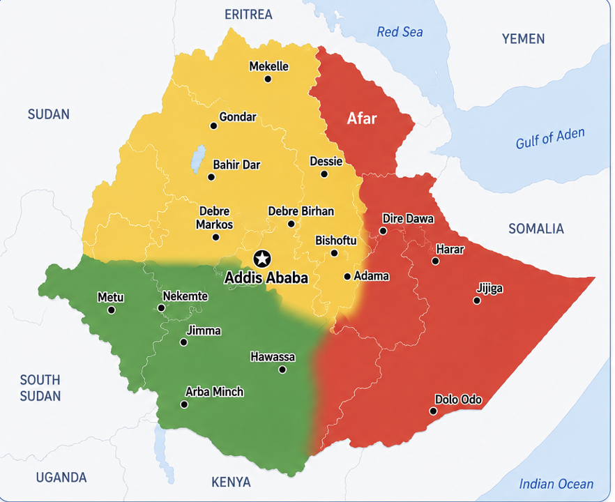 Ethiopia ministry planning map supplied in the mission presentation